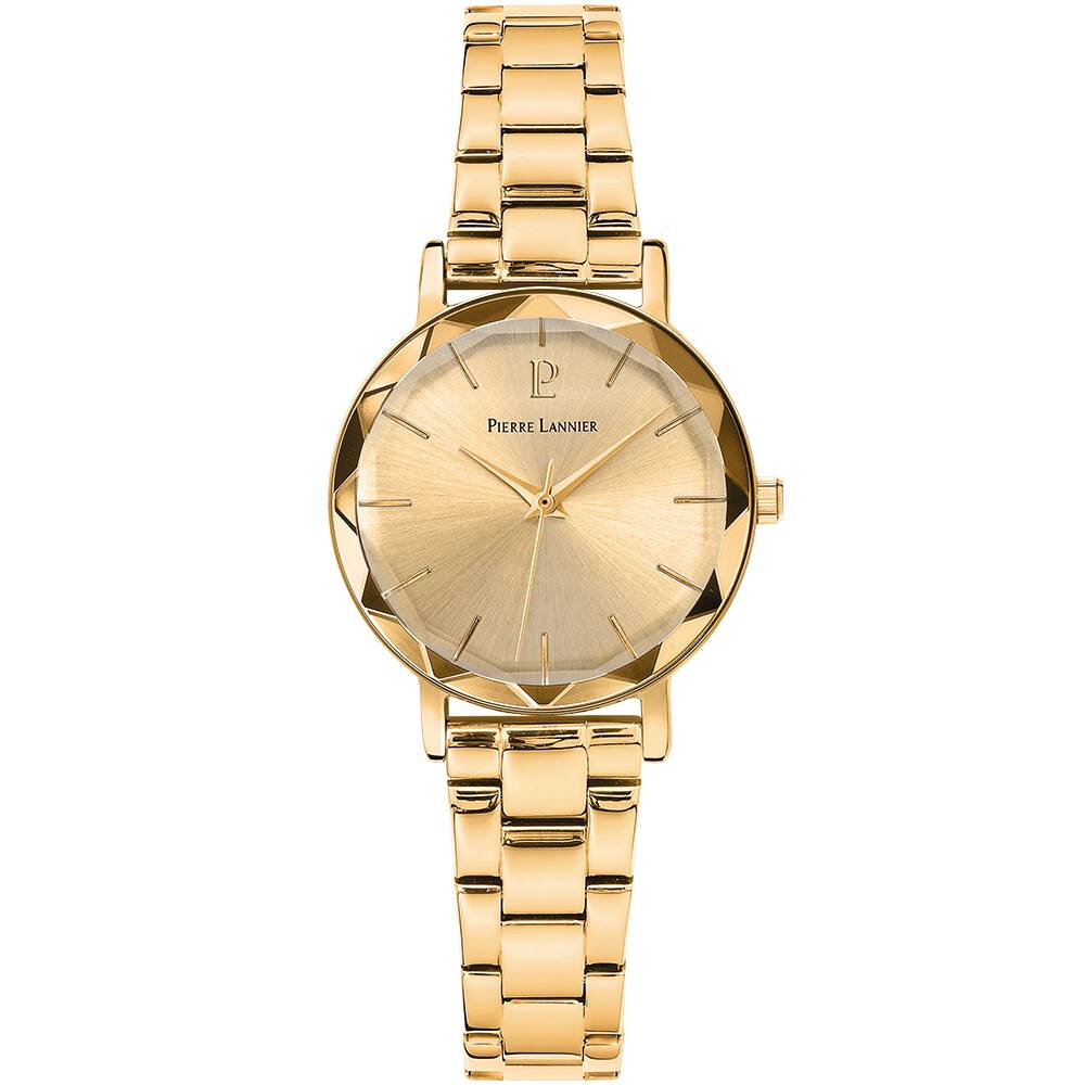 PIERRE LANNIER Ladies Quartz Watch MULTIPLES Sunray Gold Dial Gold Stainless steel 14MM Strap 012P542