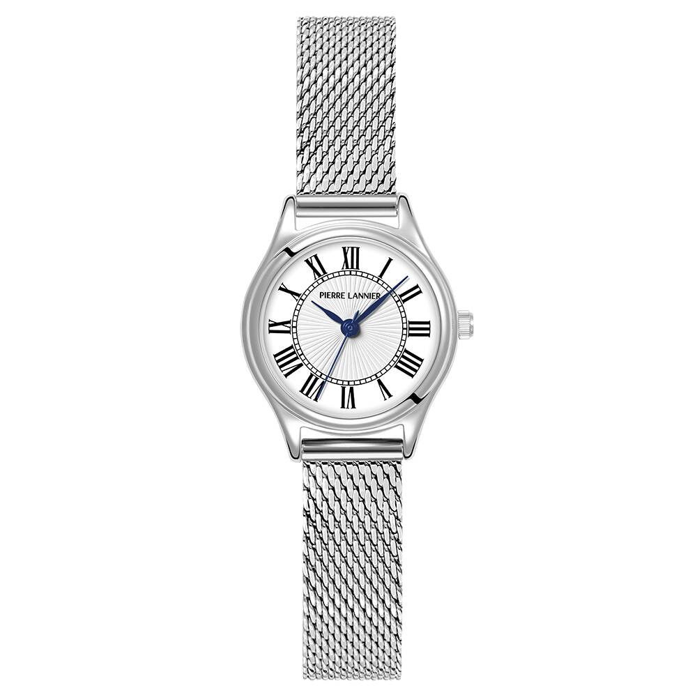PIERRE LANNIER Ladies Quartz Watch PYA White Dial Silver Milanese stainless steel 12MM Strap 020L601