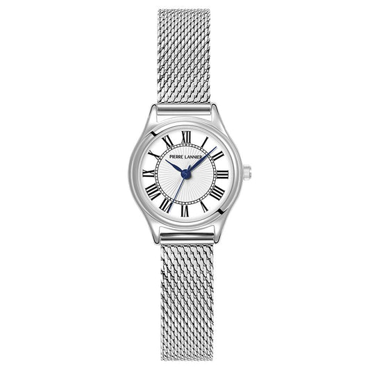 PIERRE LANNIER Ladies Quartz Watch PYA White Dial Silver Milanese stainless steel 12MM Strap 020L601