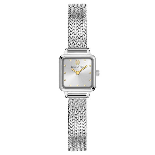 PIERRE LANNIER Ladies Quartz Watch NEORA Sunray Silver Dial Silver Milanese stainless steel 10MM Strap 058J621