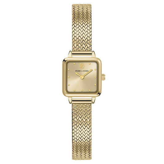 PIERRE LANNIER Ladies Quartz Watch NEORA Sunray Gold Dial Gold Milanese stainless steel 10MM Strap 059H542