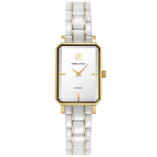 PIERRE LANNIER Ladies Quartz Watch ARIANE White Dial White Ceramic steel 12MM Strap 085L809