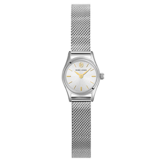 PIERRE LANNIER Ladies Quartz Watch PYA Sunray Silver Dial Silver Milanese stainless steel 10MM Strap 090H621