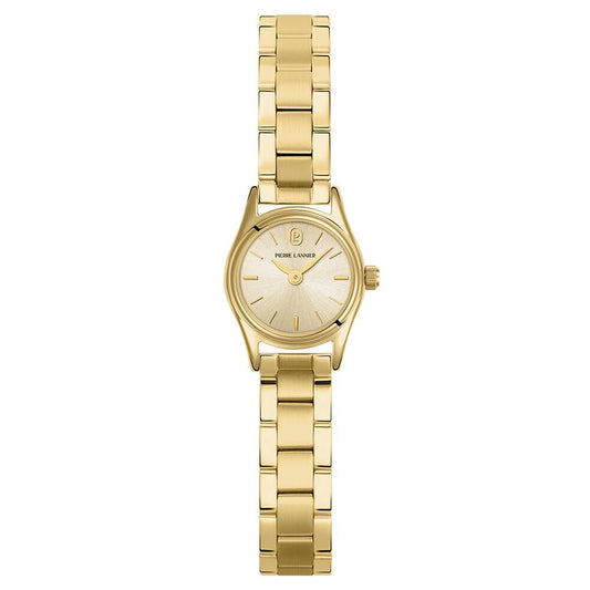 PIERRE LANNIER Ladies Quartz Watch PYA Sunray Gold Dial Gold Stainless steel 10MM Strap 092M542