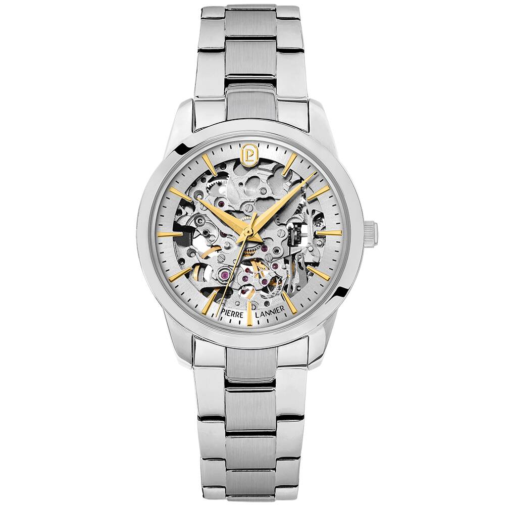 PIERRE LANNIER Ladies Automatic Watch THEA Sunray Silver Dial Silver Stainless steel 18MM Strap 143H621