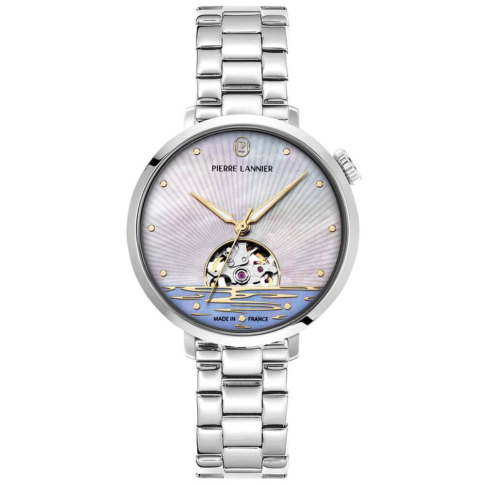 PIERRE LANNIER Ladies Automatic Watch AUSTRALE Mother of pearl White Dial Silver Stainless steel 14MM Strap 148H691