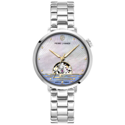 PIERRE LANNIER Ladies Automatic Watch AUSTRALE Mother of pearl White Dial Silver Stainless steel 14MM Strap 148H691