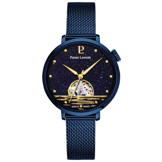 PIERRE LANNIER Ladies Automatic Watch AUSTRALE Aventurine Blue Dial Blue Milanese stainless steel 14MM Strap 148H866