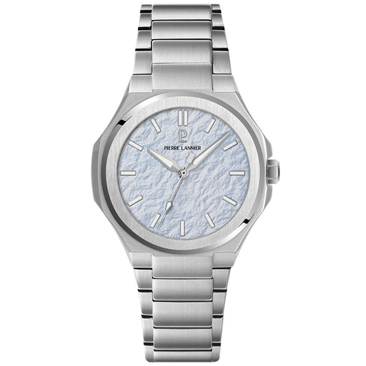 PIERRE LANNIER Men Quartz Watch GRAPHITE Ice Blue Dial Silver Stainless steel 24MM Strap 203G161