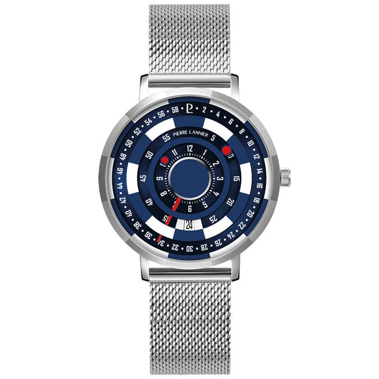 PIERRE LANNIER Men Quartz Watch BLACKJACK Sunray Blue Dial Silver Milanese stainless steel 18MM Strap 253D161