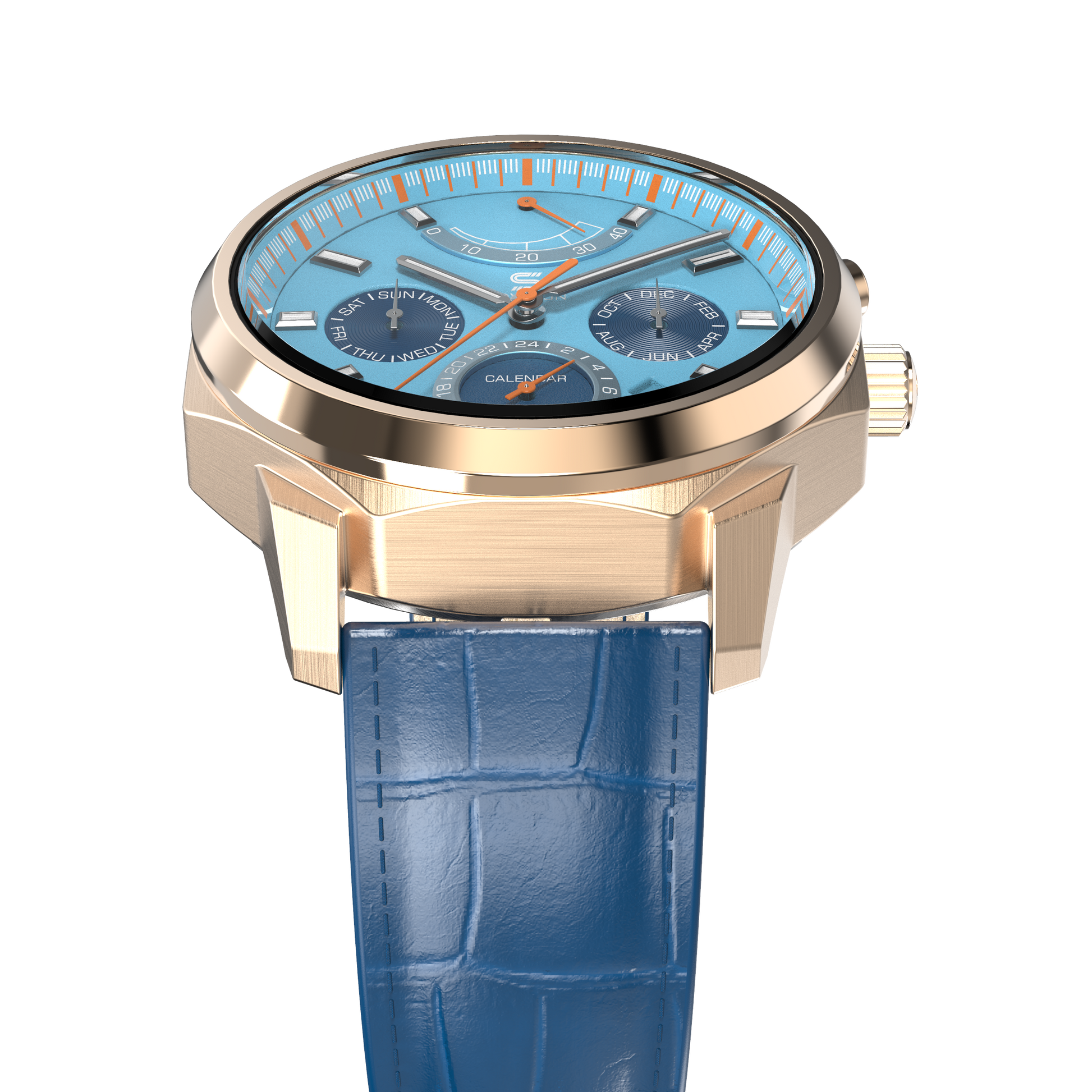 SOVRYGN Calendar Rose Aqua blue wristwatch for men