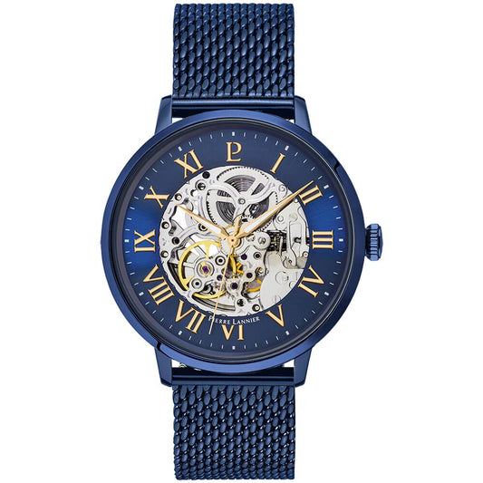 PIERRE LANNIER Men Automatic Watch AUTOMATIC Sunray Blue Dial Blue Milanese stainless steel 20MM Strap 318B468