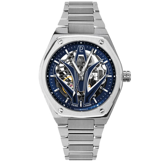 PIERRE LANNIER Men Automatic Watch ARDENT Sunray Blue Dial Silver Stainless steel 22MM Strap 324D161
