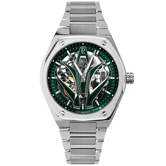 PIERRE LANNIER Men Automatic Watch ARDENT Sunray Green Dial Silver Stainless steel 22MM Strap 324D171