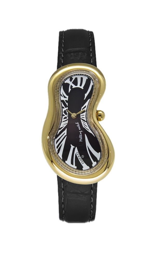 Exaequo Melting Watch SS PVD Gold, Black Dial