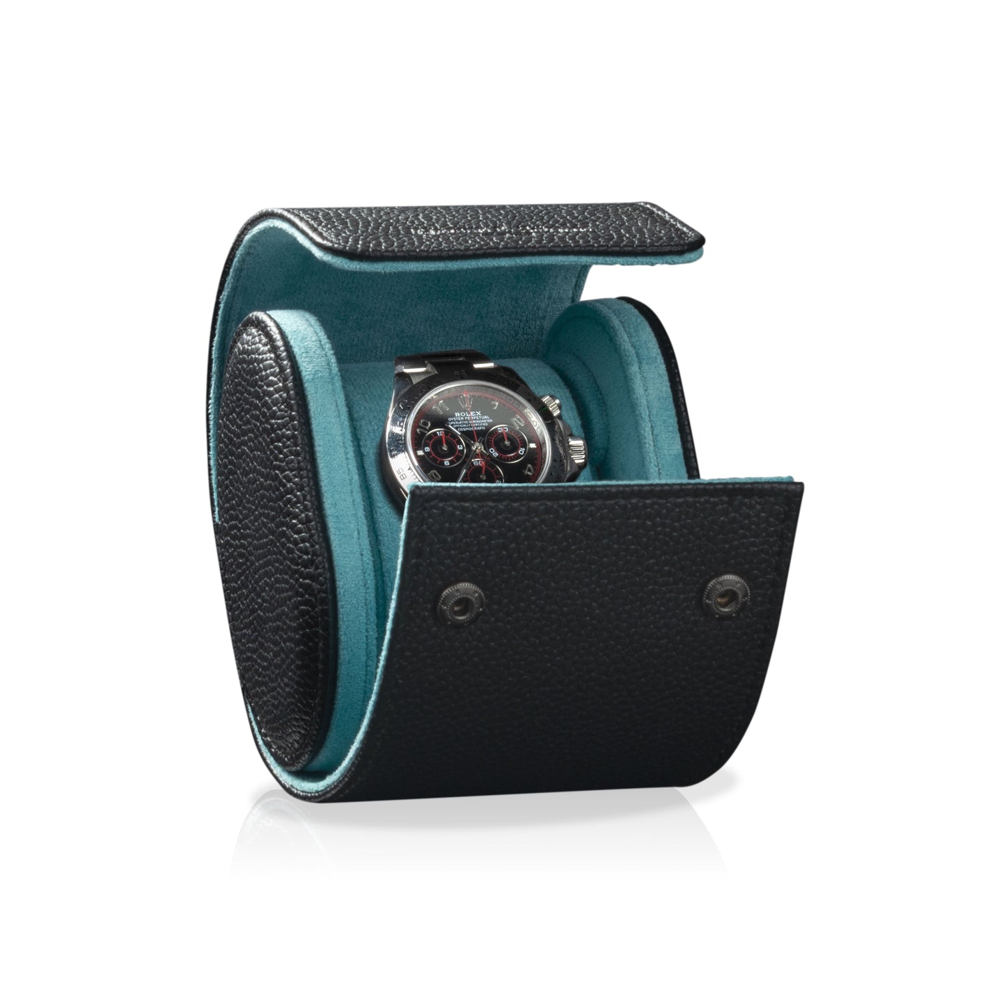 Charles Single Watch Roll Black & Turquoise