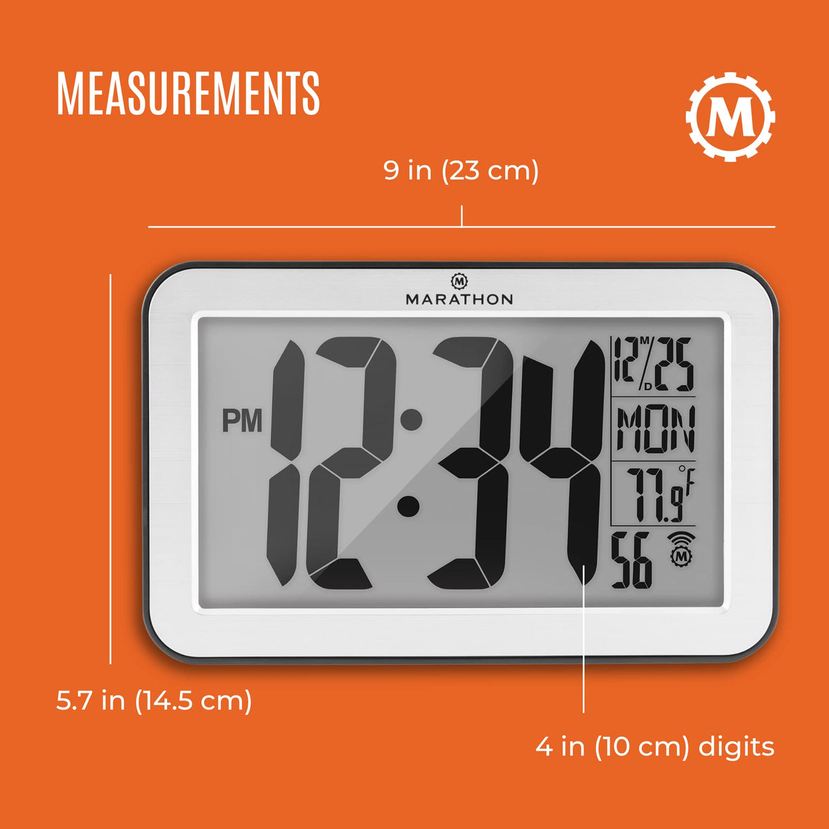 Marathon Self-Setting Wall Clock With 8 Time Zones - Silver (with Black Outline)