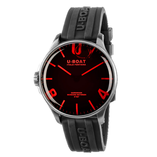 U-BOAT DARKMOON 44MM RED GLASS SS / RUBBER STRAP '8465