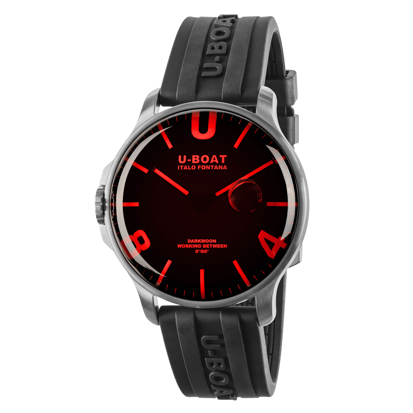 U-BOAT DARKMOON 44MM RED GLASS SS/RUBBER CODE 8465/B