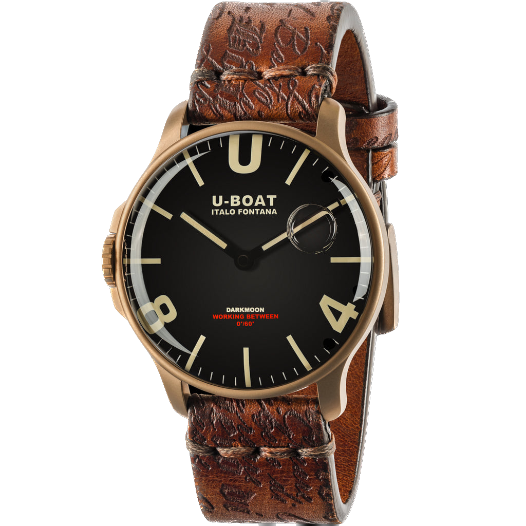 U-BOAT DARKMOON 44MM BLACK IP BRONZE / LEATHER STRAP '8467