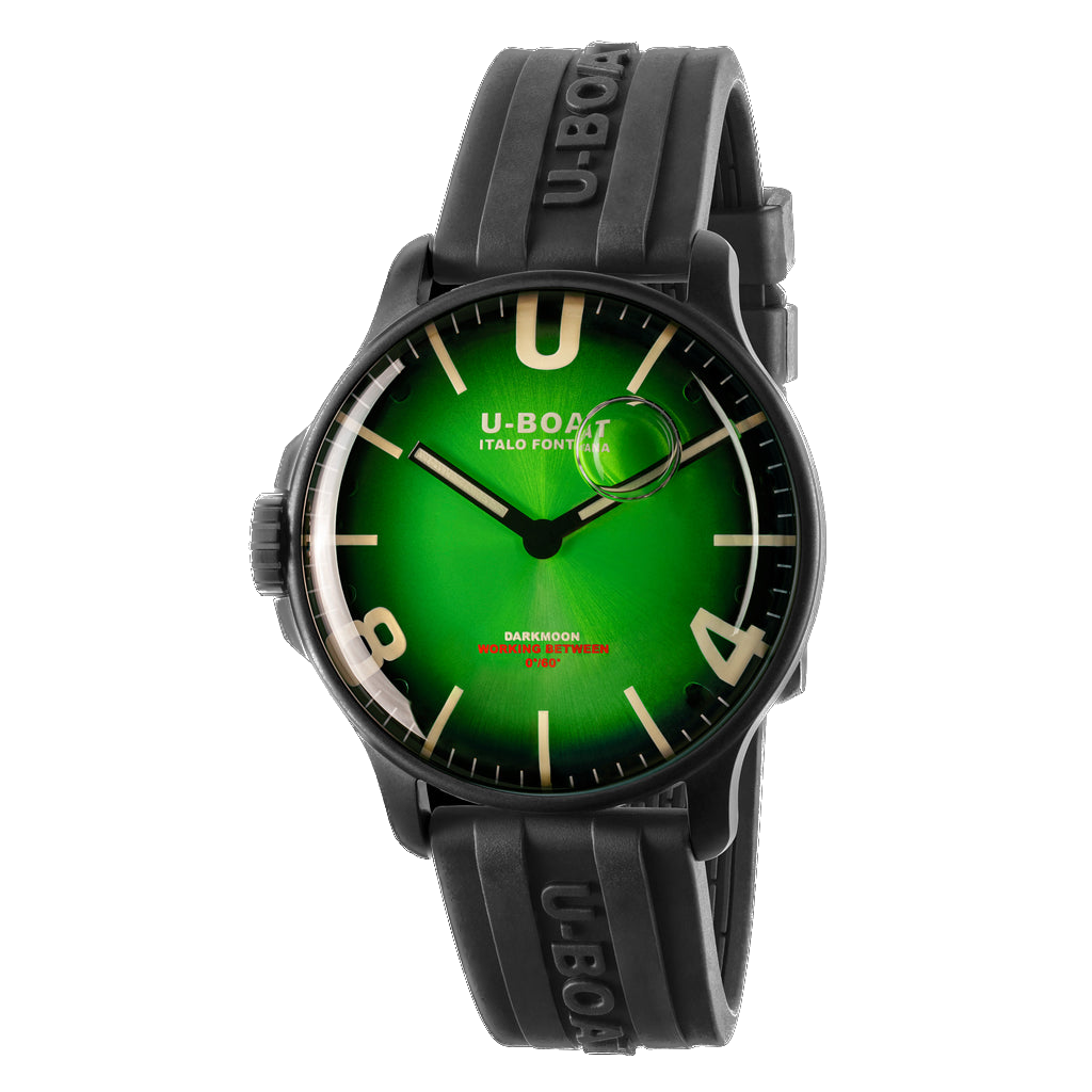 U-BOAT DARKMOON 44MM EMERALD GREEN IPB/RUBBER STRAP '8698