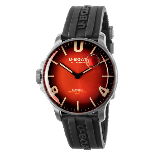 U-BOAT DARKMOON 44MM CORAL RED SS/RUBBER STRAP '8701