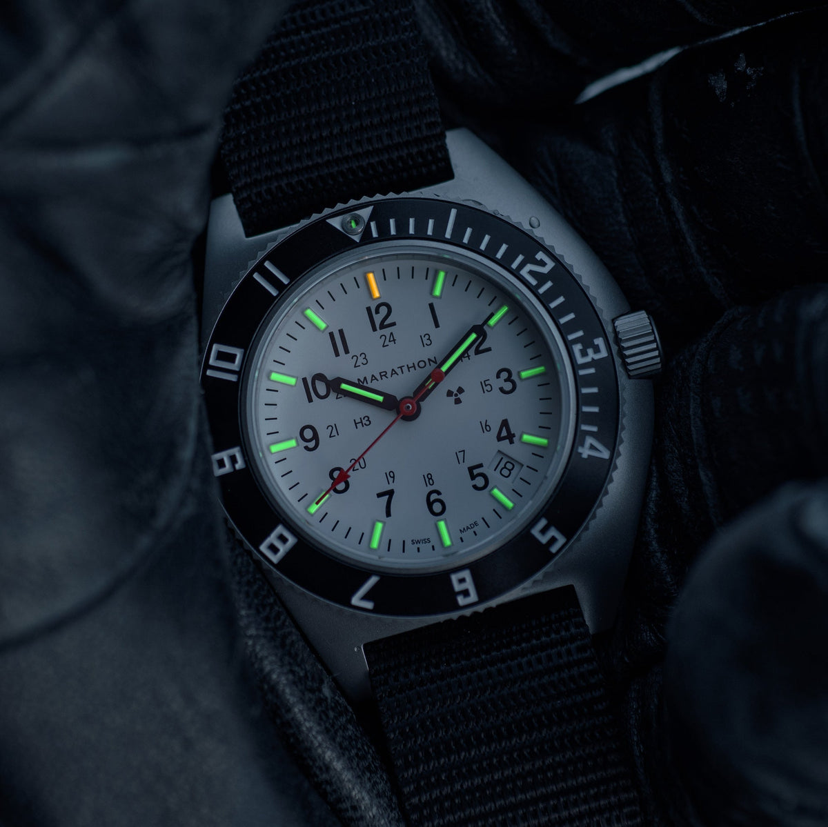 Marathon 41mm Arctic Steel Navigator w/ Date (SSNAV-D) on Nylon DEFSTAN