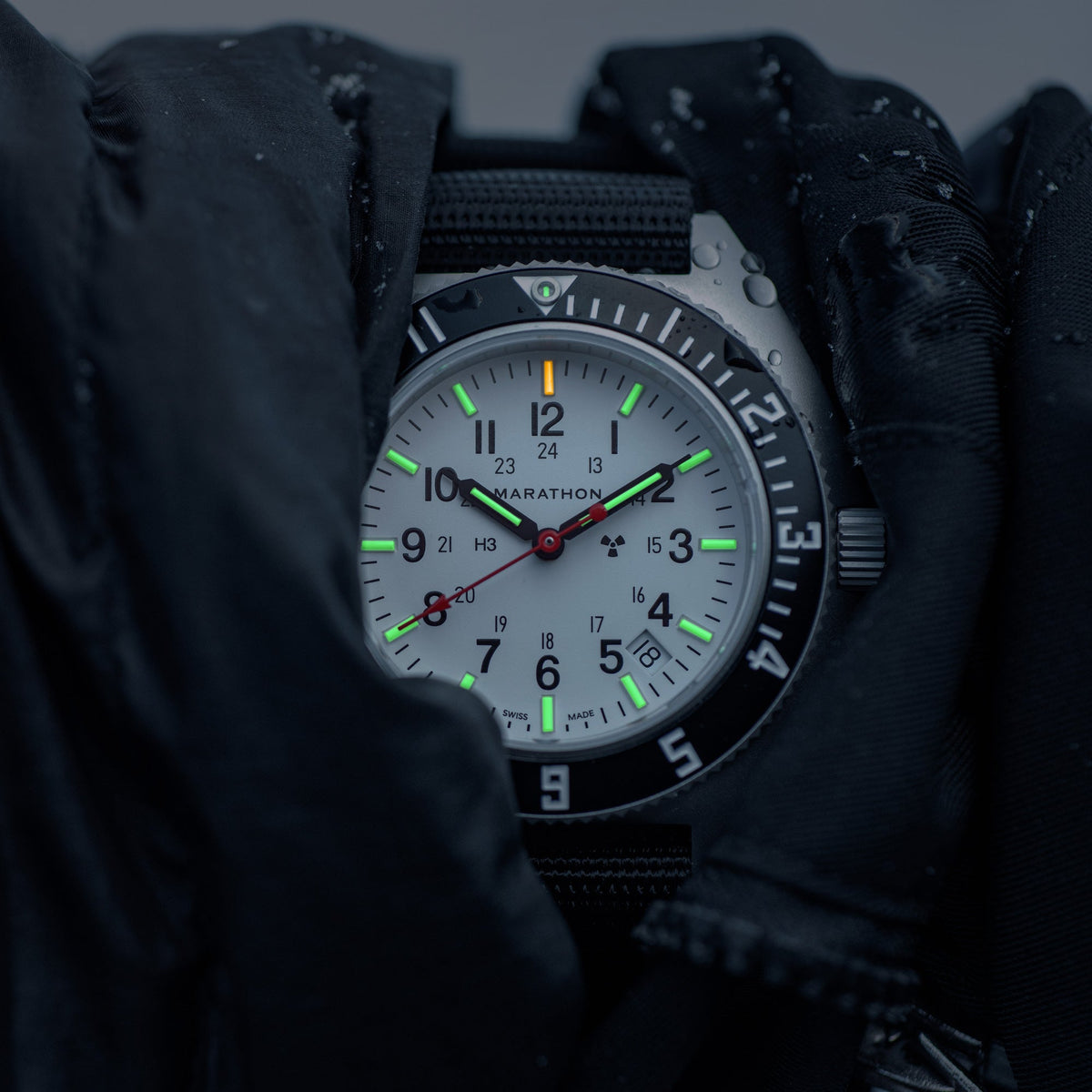 Marathon 41mm Arctic Steel Navigator w/ Date (SSNAV-D) on Ballistic Nylon