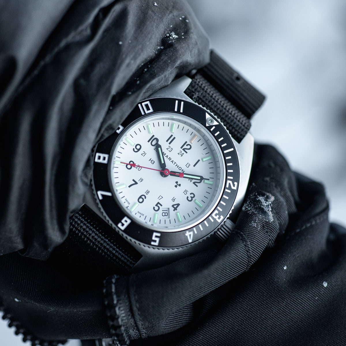 Marathon 41mm Arctic Steel Navigator w/ Date (SSNAV-D) on Nylon DEFSTAN
