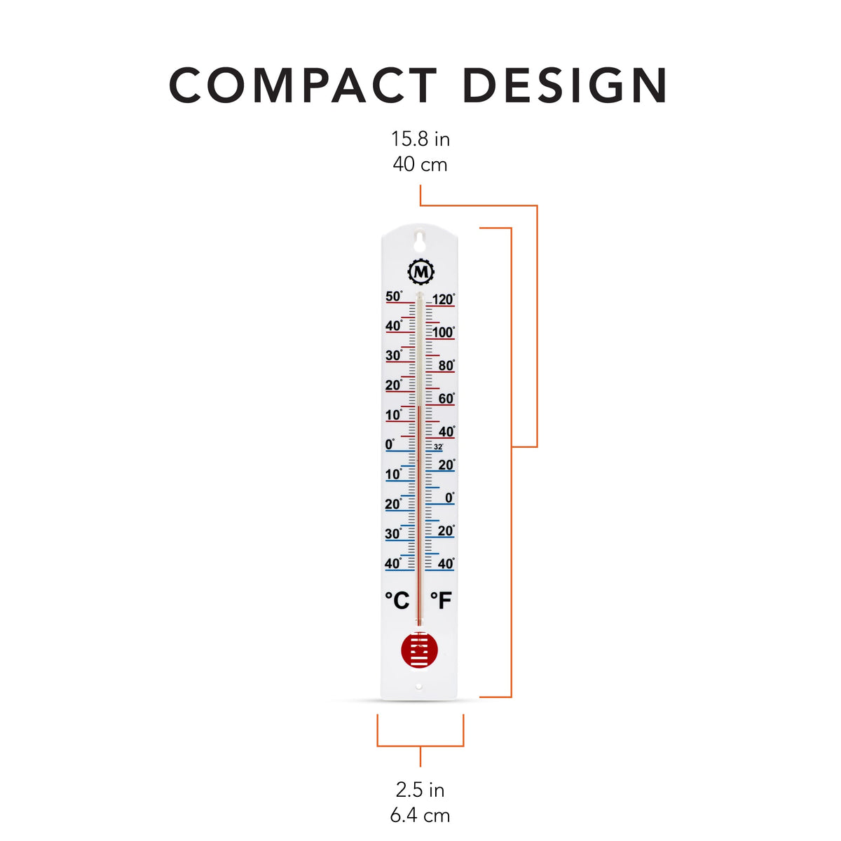 Marathon 16 Inch Vertical Outdoor Thermometer
