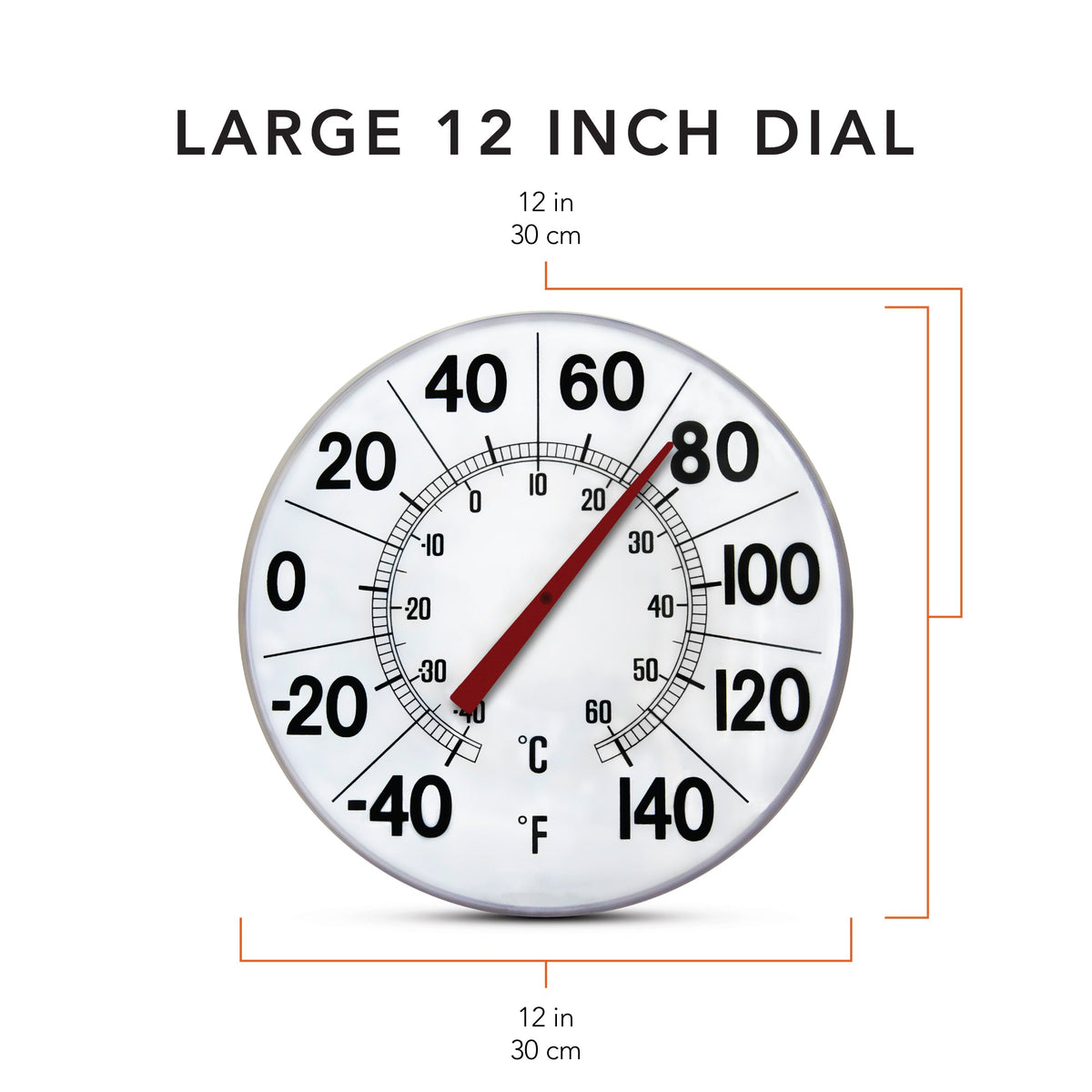 Marathon 12 Inch Indoor/Outdoor Dial Thermometer - Fahrenheit