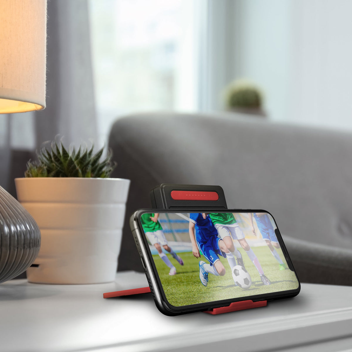 Marathon Compact Travel Alarm Clock with Built-In Phone Stand
