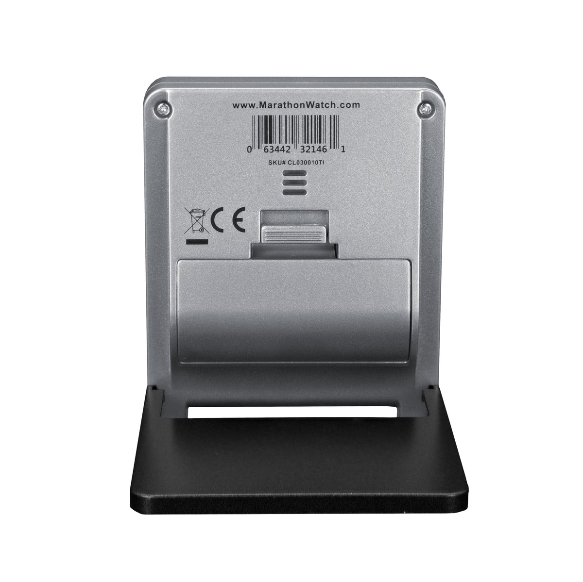 Marathon Compact Travel Alarm Clock with Built-In Phone Stand