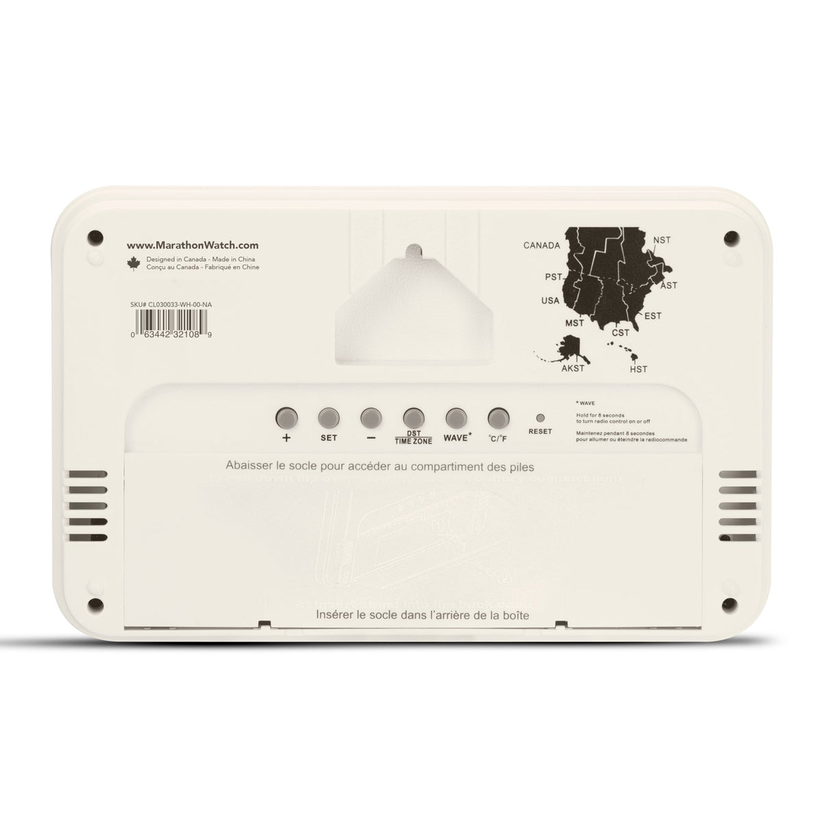 Marathon Self-Setting Wall Clock With 8 Time Zones