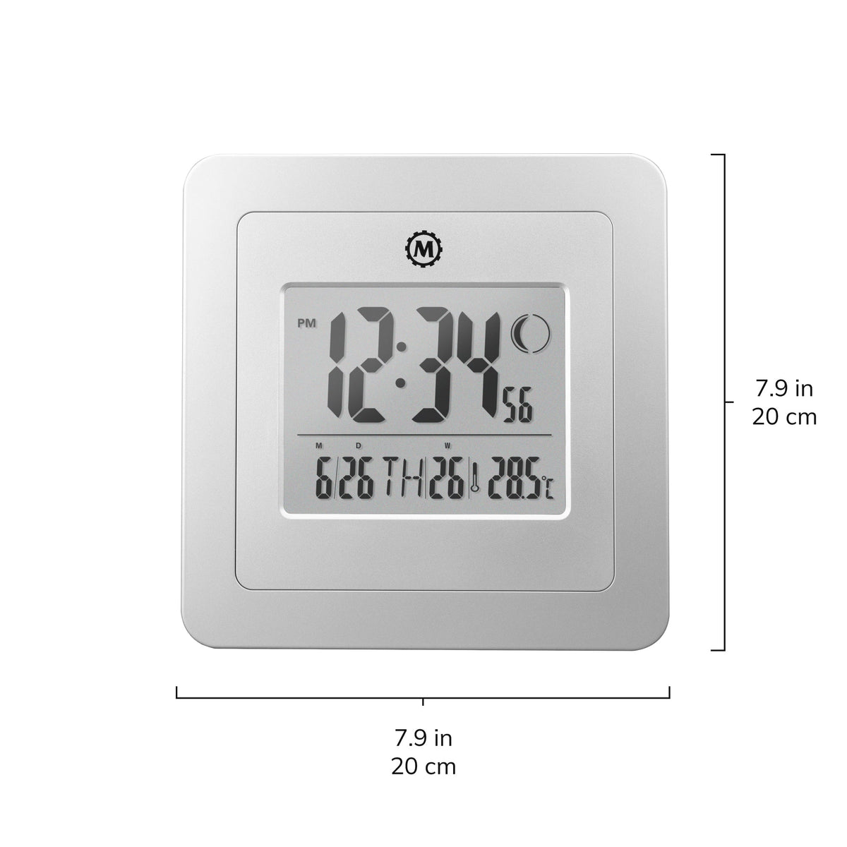 Marathon BASICS Digital Wall Clock with Moon Phase