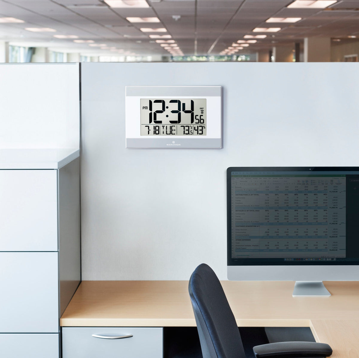 Marathon Self-Setting Digital Wall Clock with Auto Backlight