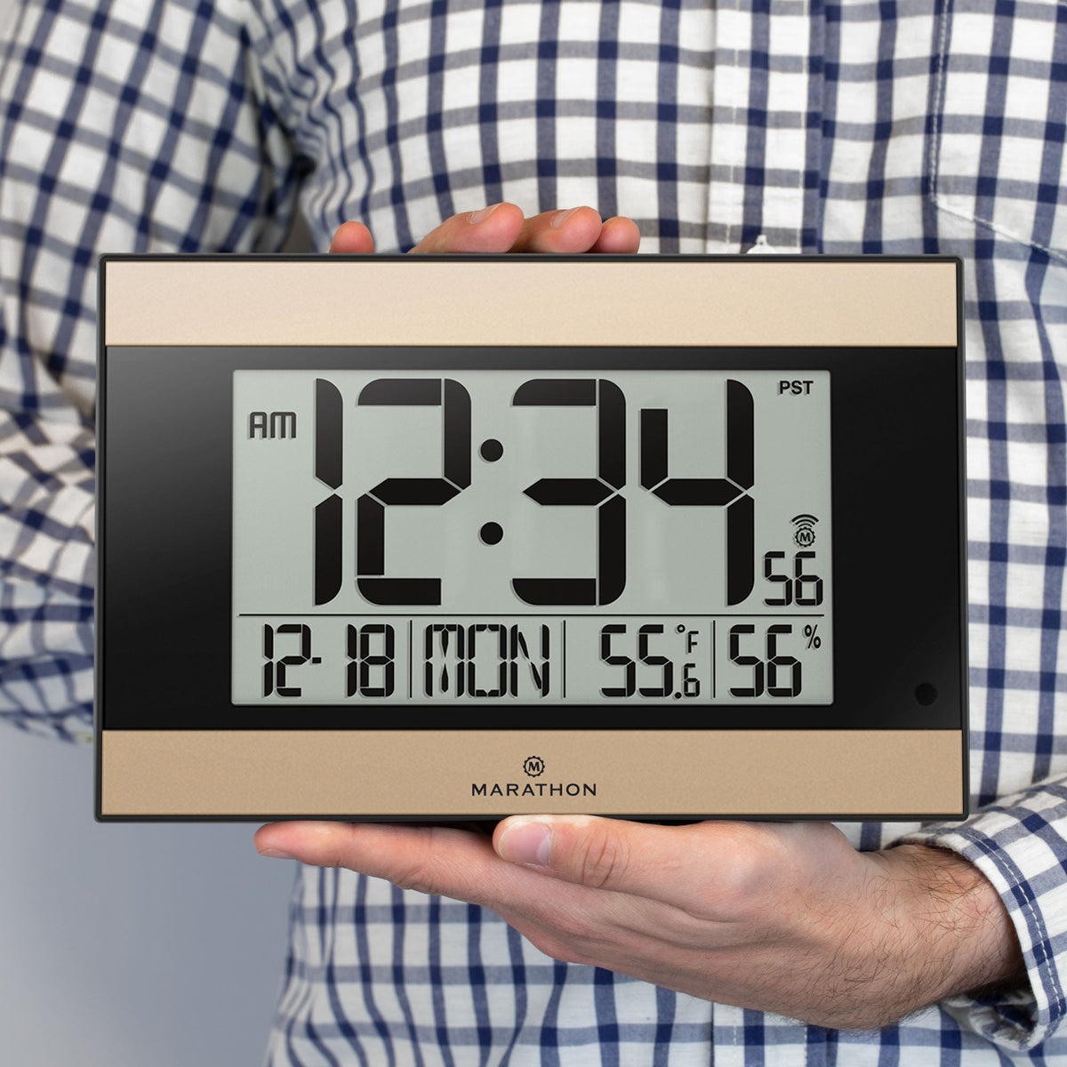 Marathon Self-Setting Digital Wall Clock with Auto Backlight