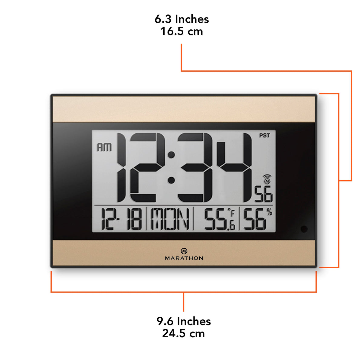 Marathon Self-Setting Digital Wall Clock with Auto Backlight