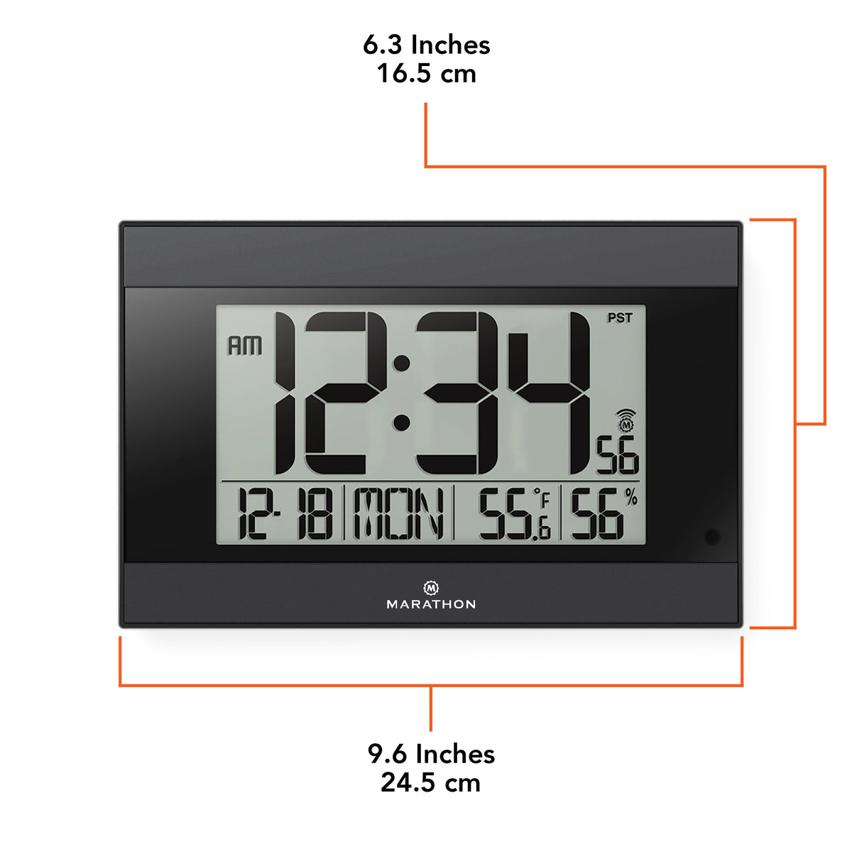 Marathon Self-Setting Digital Wall Clock with Auto Backlight
