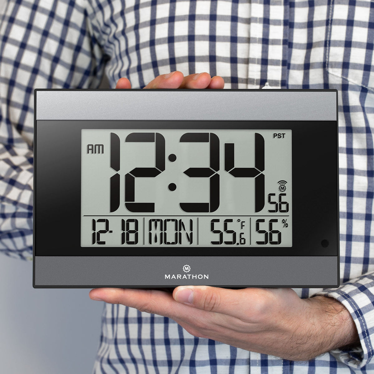 Marathon Self-Setting Digital Wall Clock with Auto Backlight