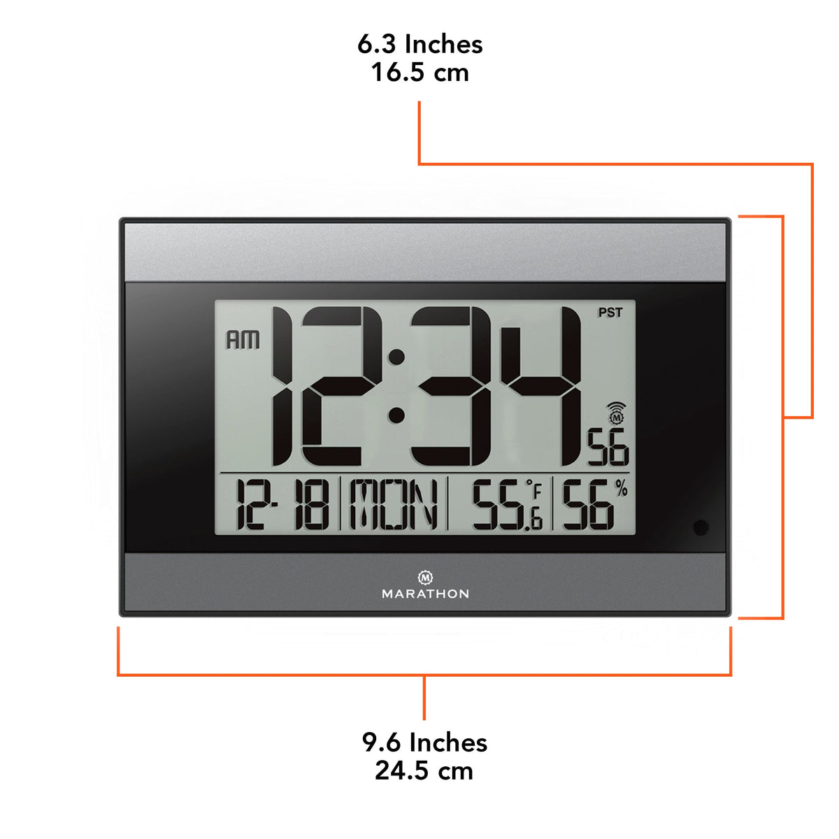 Marathon Self-Setting Digital Wall Clock with Auto Backlight