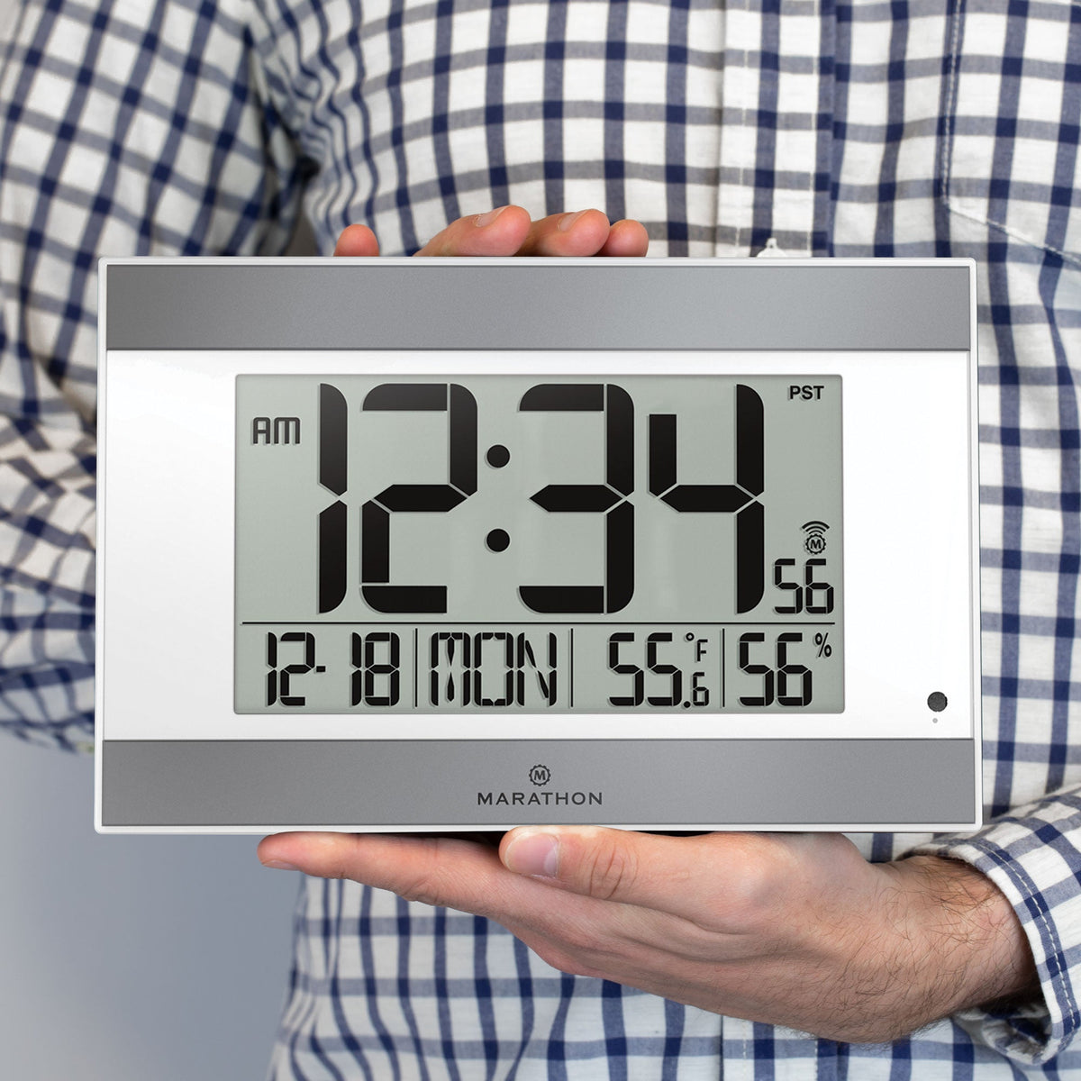 Marathon Self-Setting Digital Wall Clock with Auto Backlight