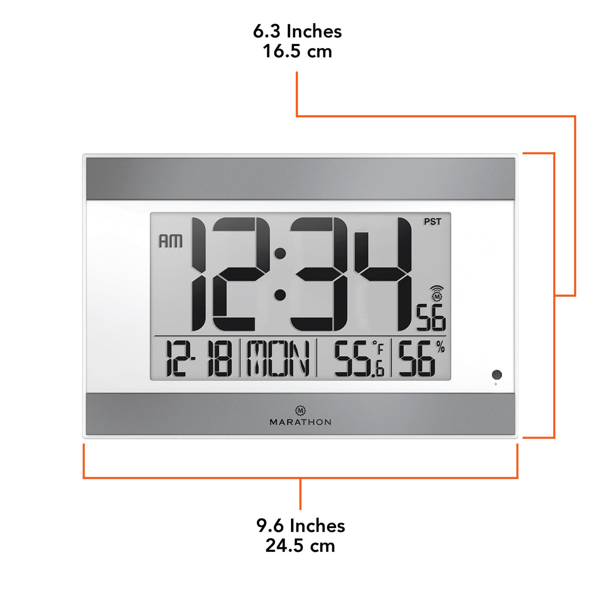Marathon Self-Setting Digital Wall Clock with Auto Backlight