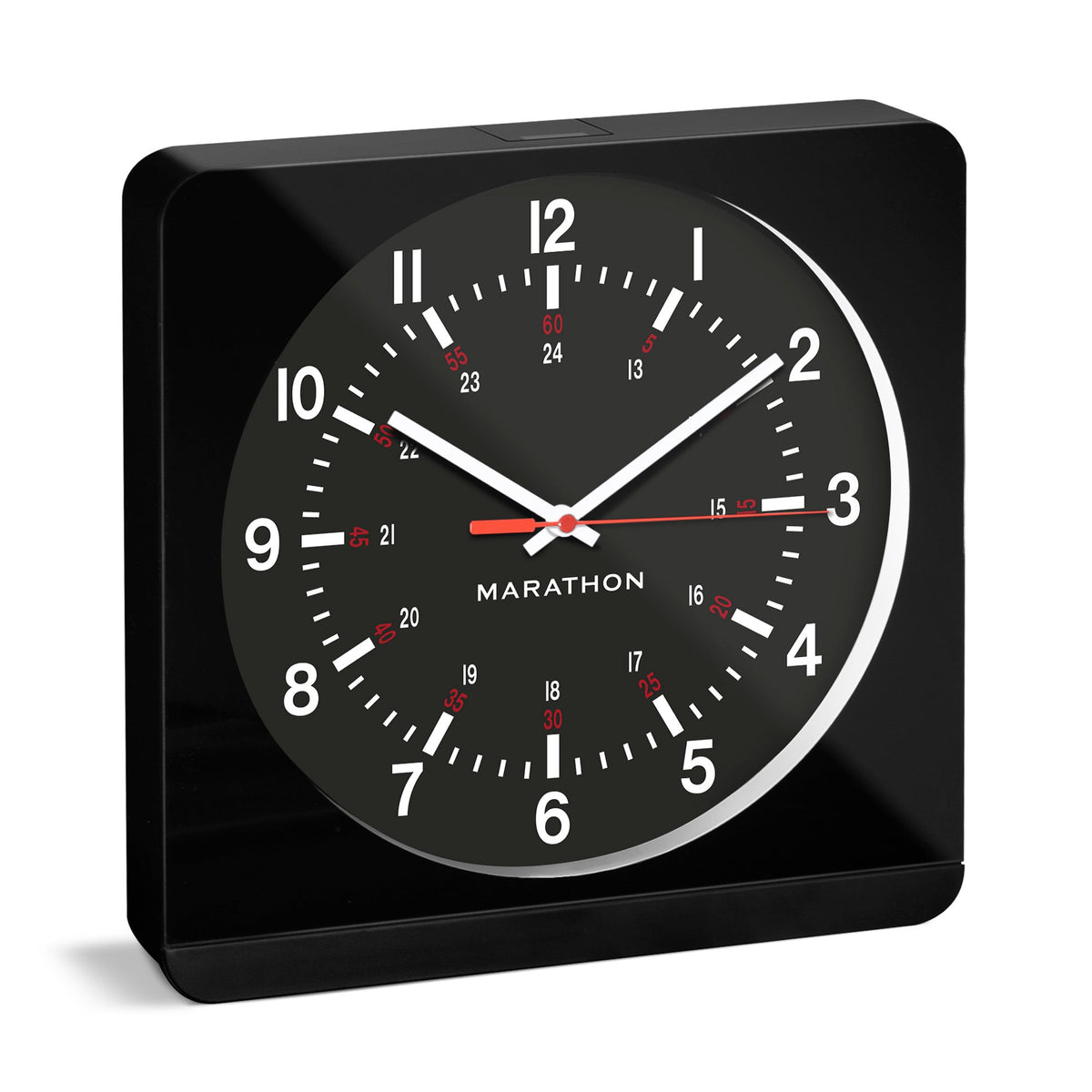 Marathon Jumbo 12 Inch Analog Wall Clock with Auto Backlight - Black Case/Black Dial