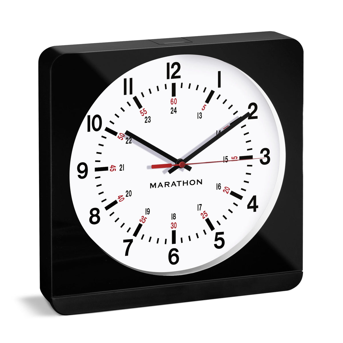 Marathon Jumbo 12 Inch Analog Wall Clock with Auto Backlight - Black Case/White Dial