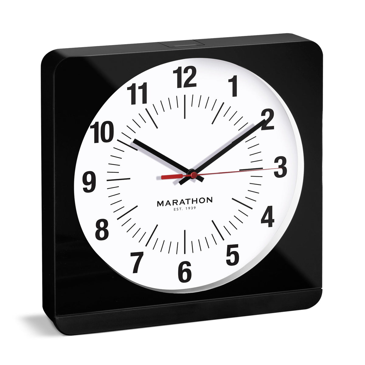 Marathon Studio Edition Jumbo 12 Inch Analog Wall Clock with Auto Backlight - Black