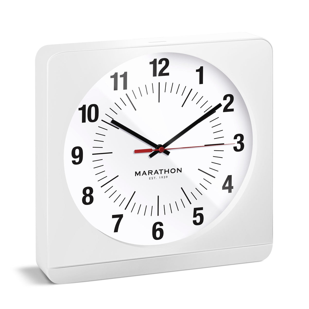 Marathon Studio Edition Jumbo 12 Inch Analog Wall Clock with Auto Backlight - White
