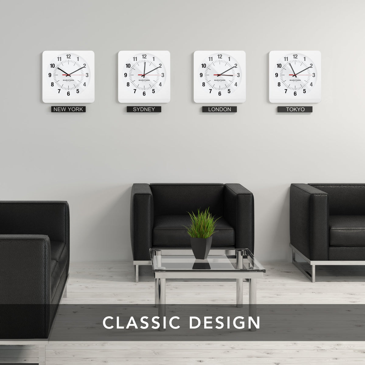 Marathon Studio Edition Jumbo 12 Inch Analog Wall Clock with Auto Backlight - White