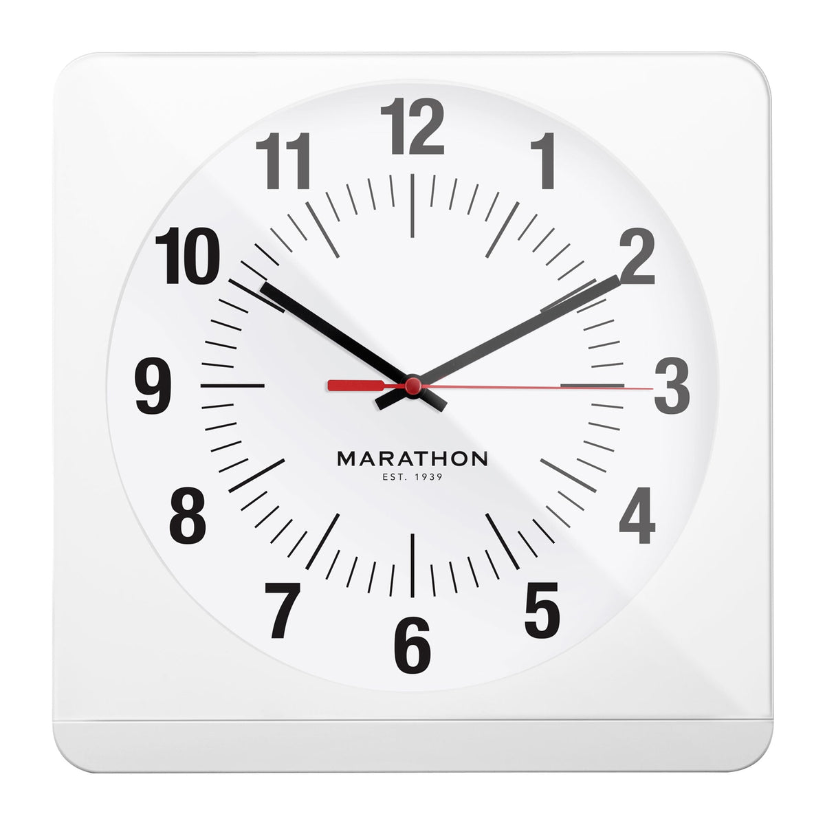 Marathon Studio Edition Jumbo 12 Inch Analog Wall Clock with Auto Backlight - White