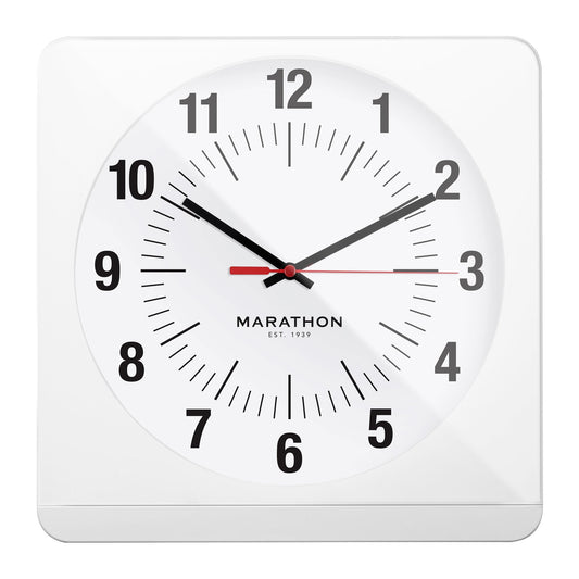 Marathon Studio Edition Jumbo 12 Inch Analog Wall Clock with Auto Backlight - White